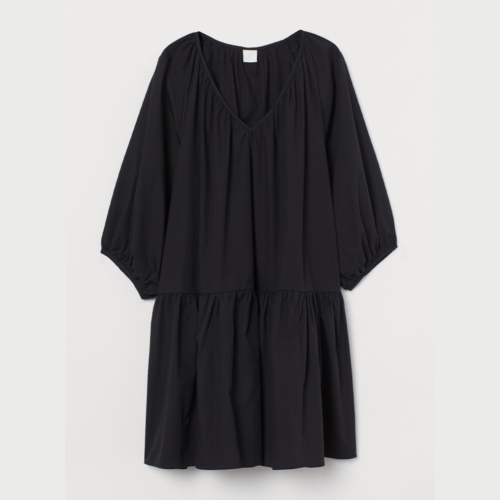 H&M Airy Balloon Sleeve Drop Waist Flowy Dress